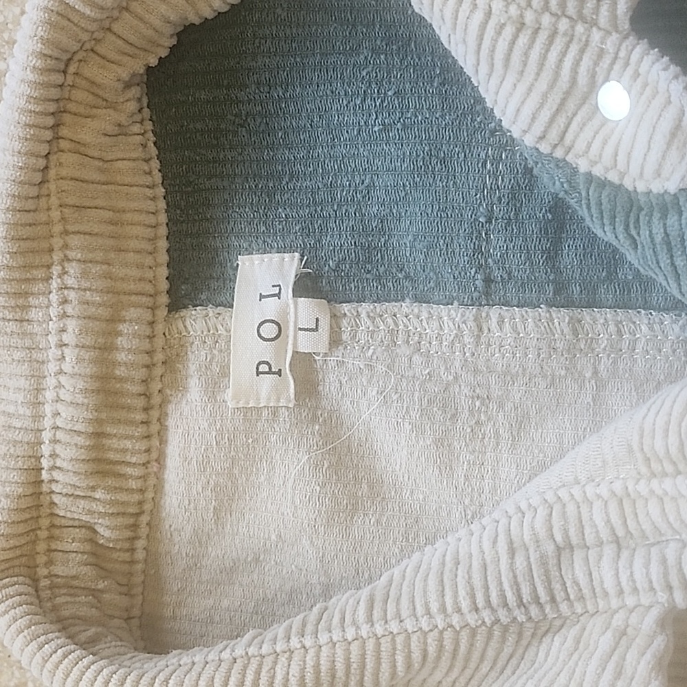 POL  Distressed Jacket Teal Green/Olive Green /Stone Oversized Colorblock Size L - Picture 4 of 12